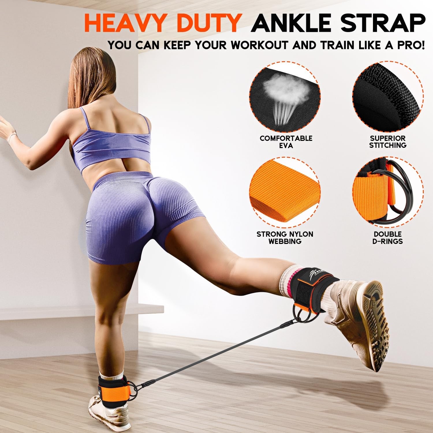 HPYGN Ankle Resistance Bands with Cuffs, Ankle Bands for Working Out, Resistance