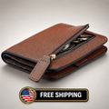Toughergun Slim RFID Leather Wallet for Women Compact Bifold ID Coin Zipper