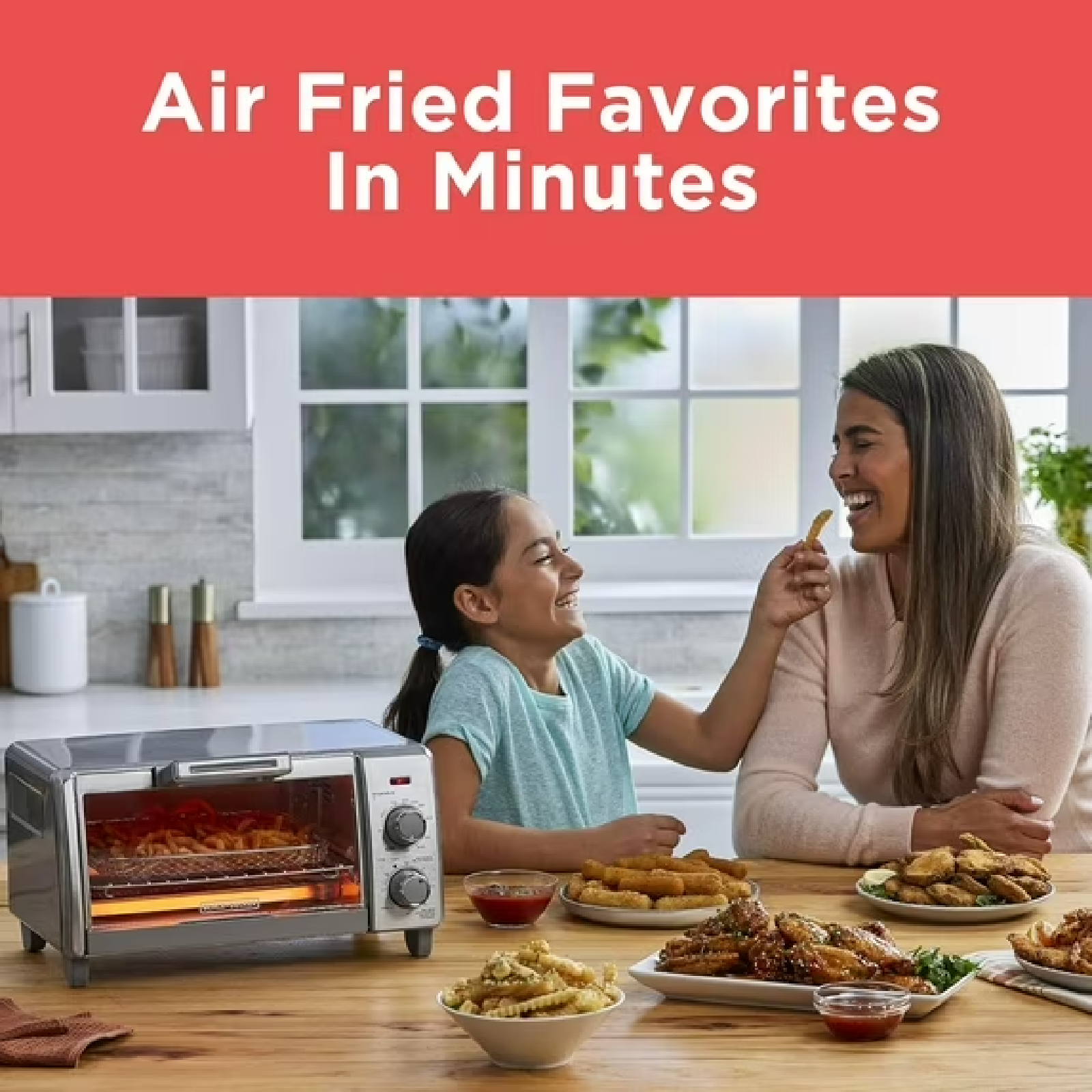 BLACK+DECKER 5-in-1 Air Fry Toaster Oven 4-Slice Fits 9” Pizza slice