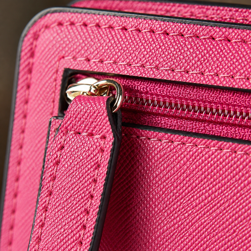 Toughergun Slim RFID Leather Wallet for Women Compact Bifold ID Coin Zipper