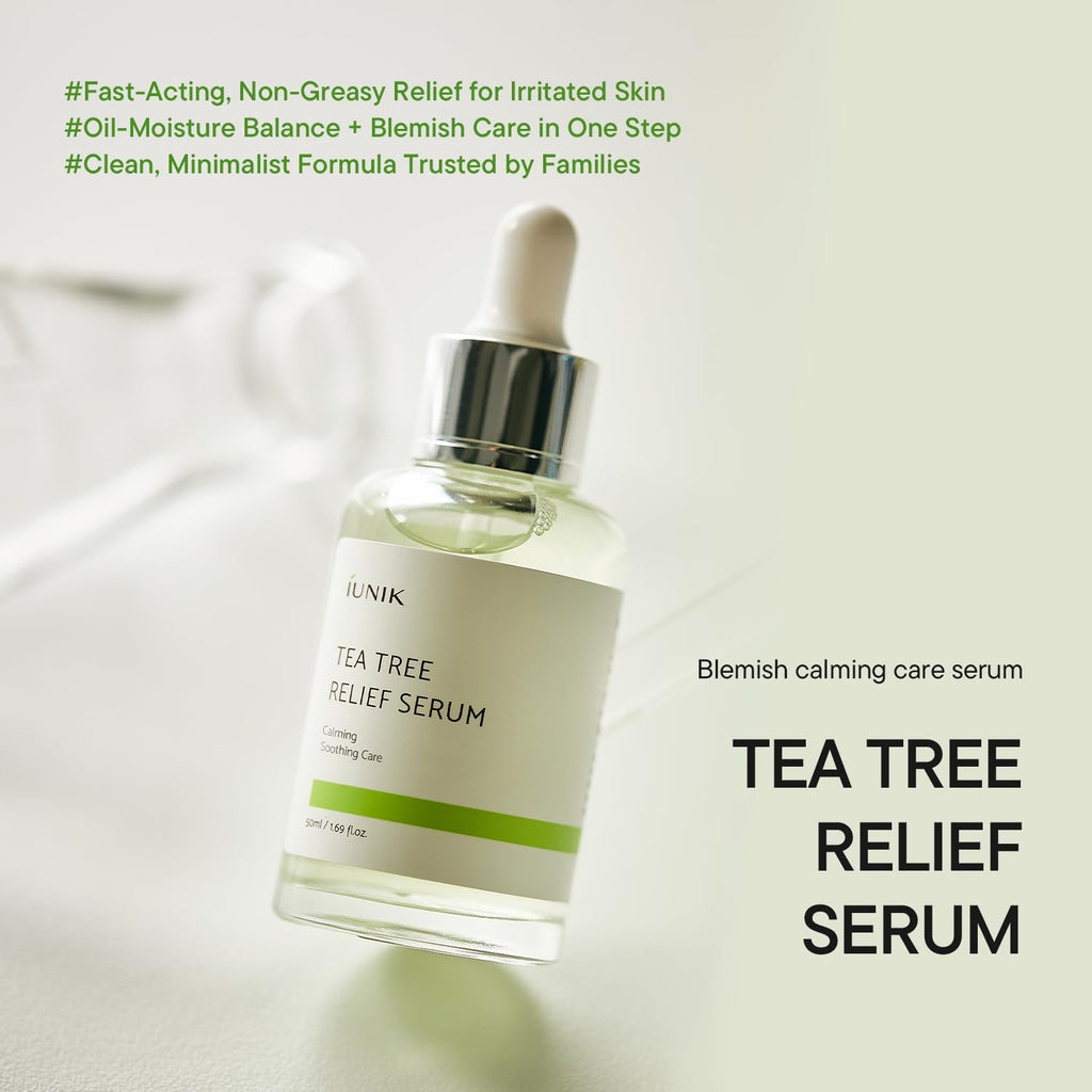 IUNIK Tea Tree Relief Serum – Tea Tree & Centella Asiatica Lightweight Vegan