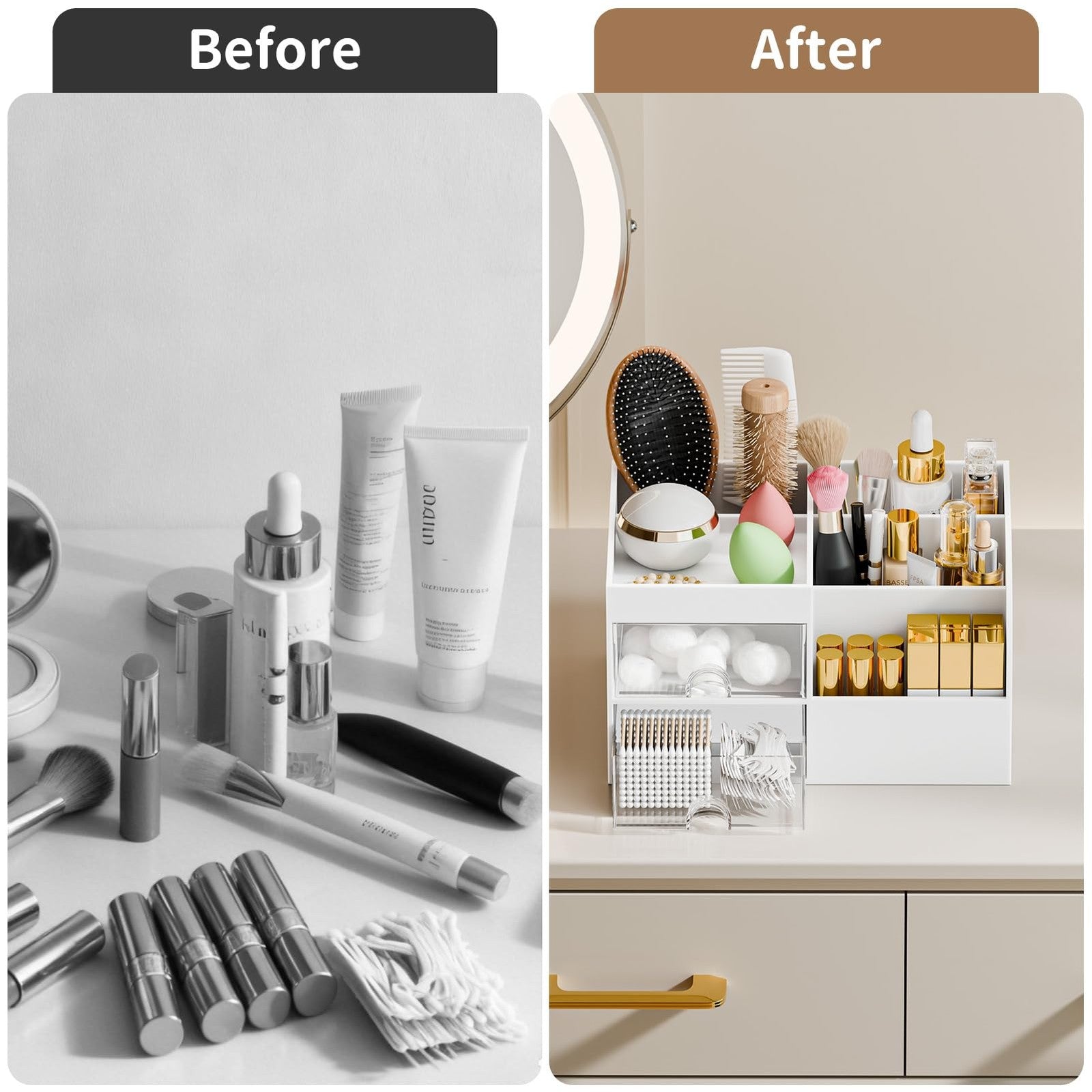 Makeup Organizer with 2 Drawers Makeup Organizers Countertop for Vanity Bathroom
