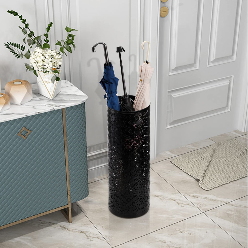 Metal Round Umbrella Stand Rack, Free Standing Umbrella Holder Bin, Canes Holder