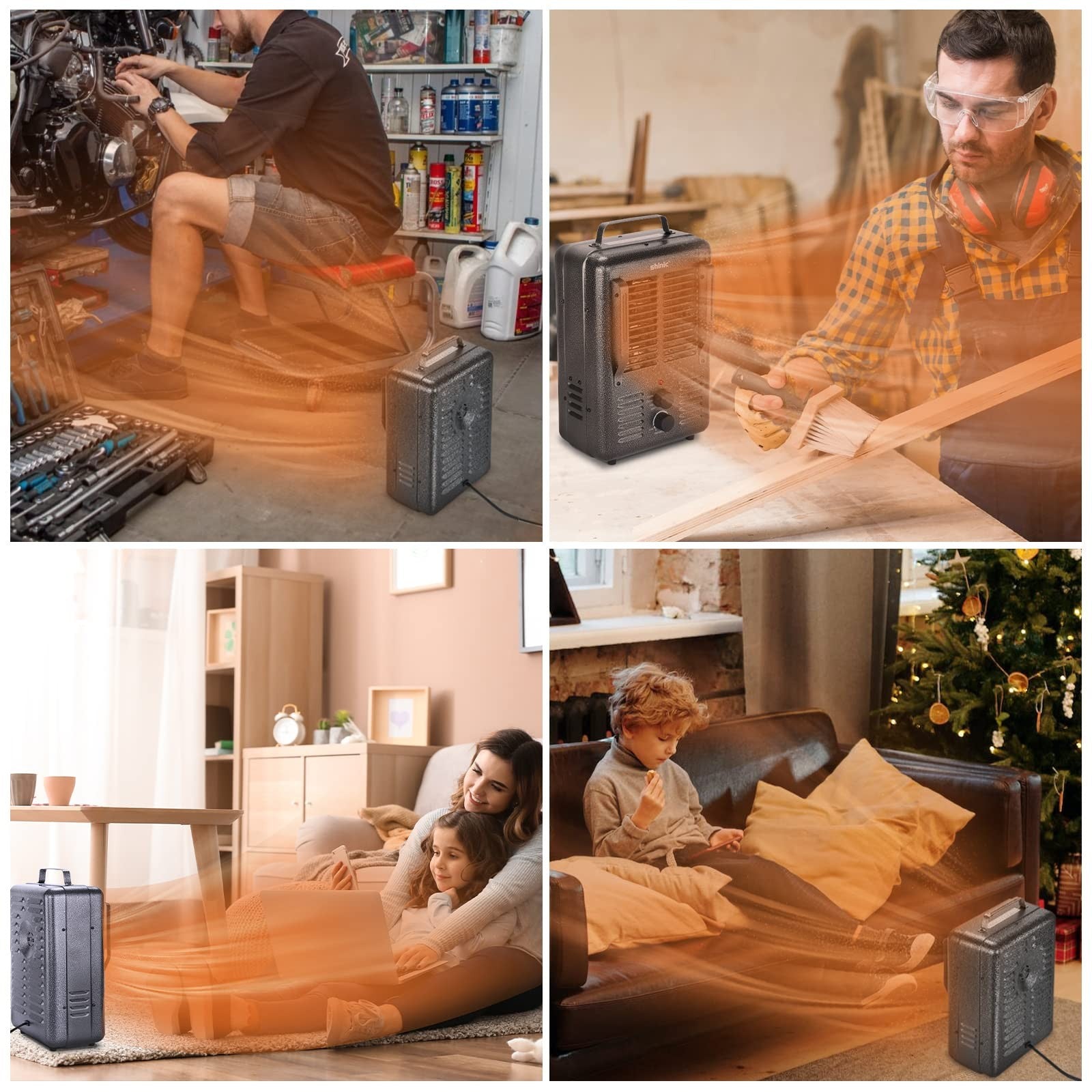 Shinic Space Heater,1500W Milkhouse Heater with Thermostat, Stay Cool Durable