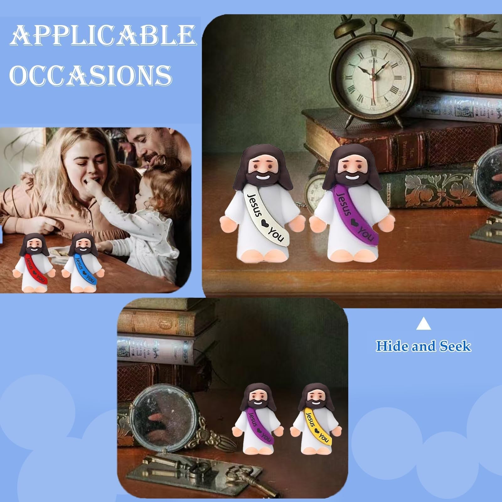 60PCS Mini Jesus Figurines Bulk Multicolor Tiny Easter Party Favor Toys