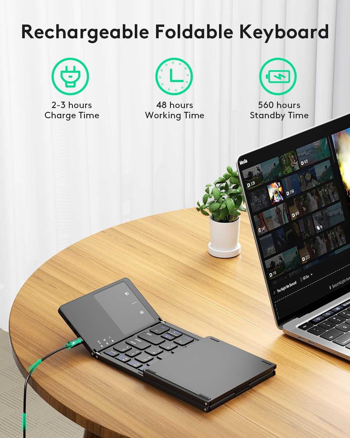 Samsers Foldable Bluetooth Keyboard with Touchpad for iOS Android Windows