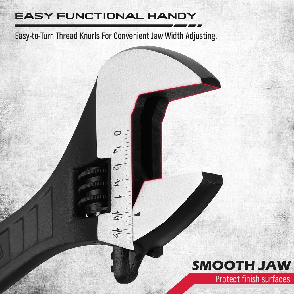 SEDY 4-Pc Adjustable Wrench Set 6", 8", 10", 12" CR-V Steel SAE/Metric Scale