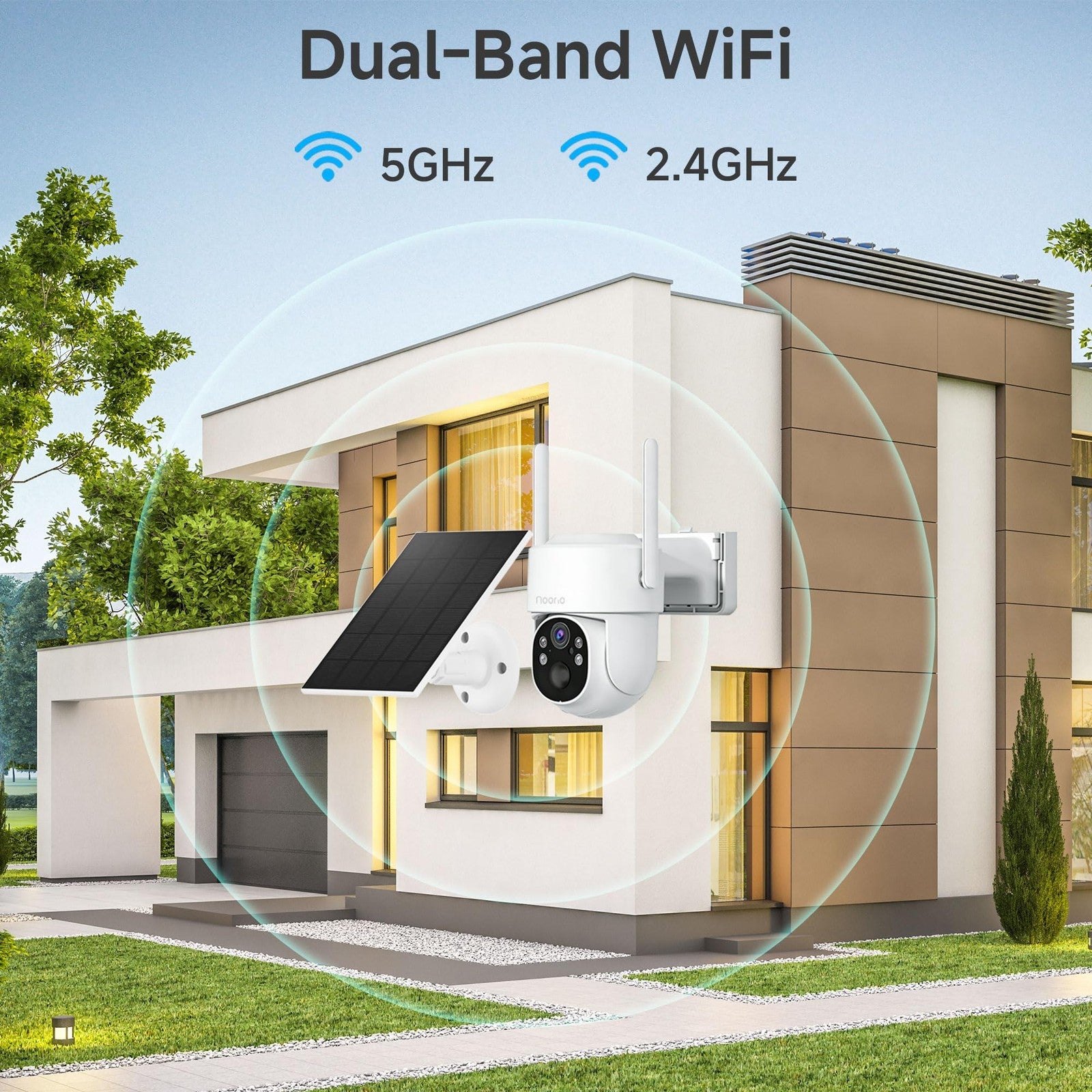 Noorio Solar Security Cameras Wireless Outdoor, 5G & 2.4G WiFi Cameras for Home