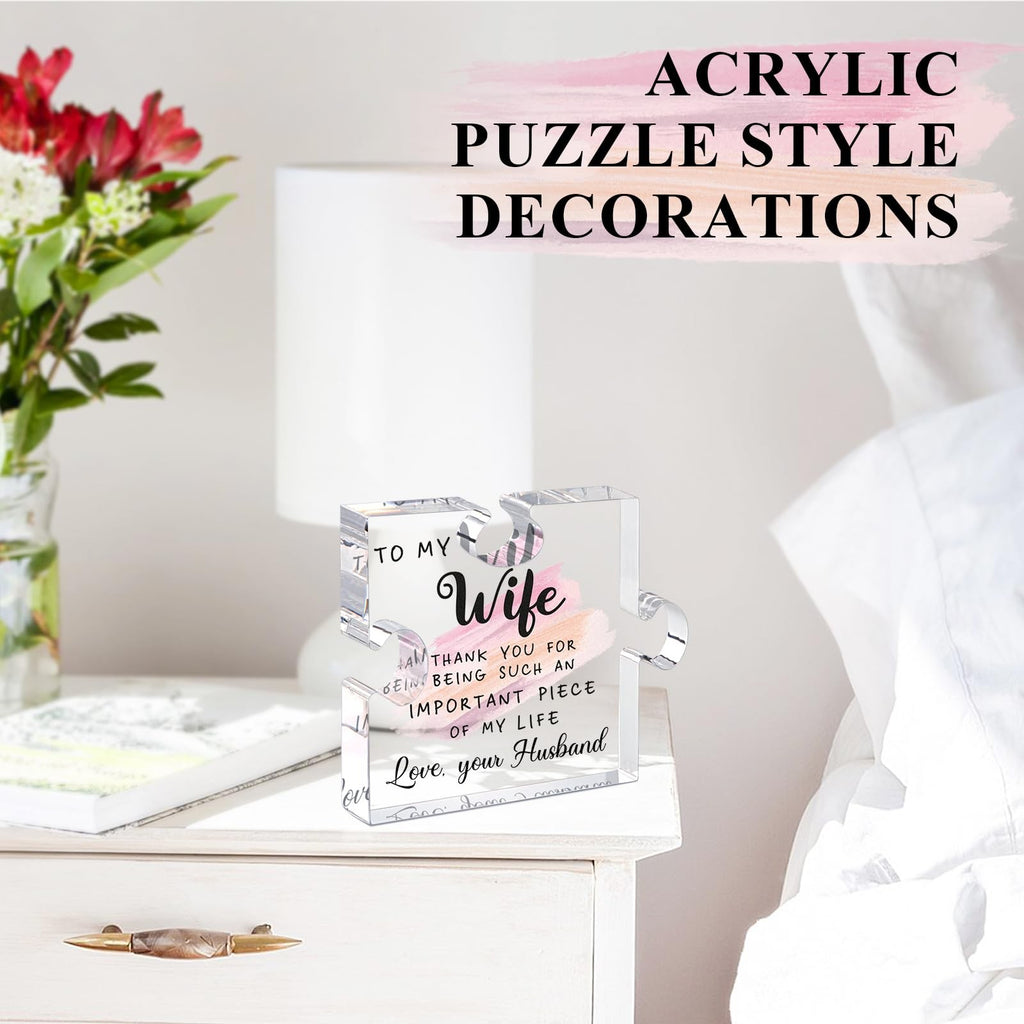 LukieJac Acrylic Puzzle Plaque Gift for Wife Romantic Keepsake Desk Home Decor