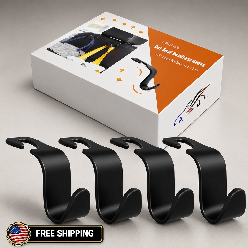 4-Pack Car Headrest Hooks, car Storage Organizer for Purses Handbags Groceries