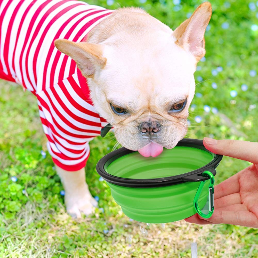2 Pack Collapsible Dog Cat Bowls Small 12oz Travel Food Water Bowls Carabiners