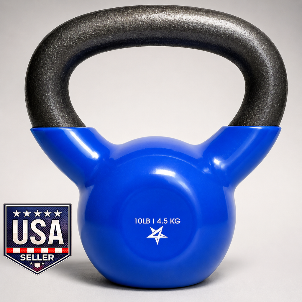 5 lb Vinyl Coated Cast Iron Strength Training Kettlebells for Home Gym Exercises