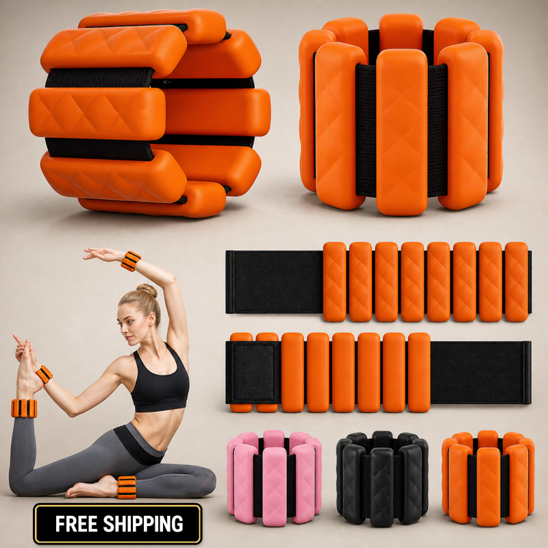 Pilates Wrist & Ankle Weights 2LB Adjustable Bangles Set for Training