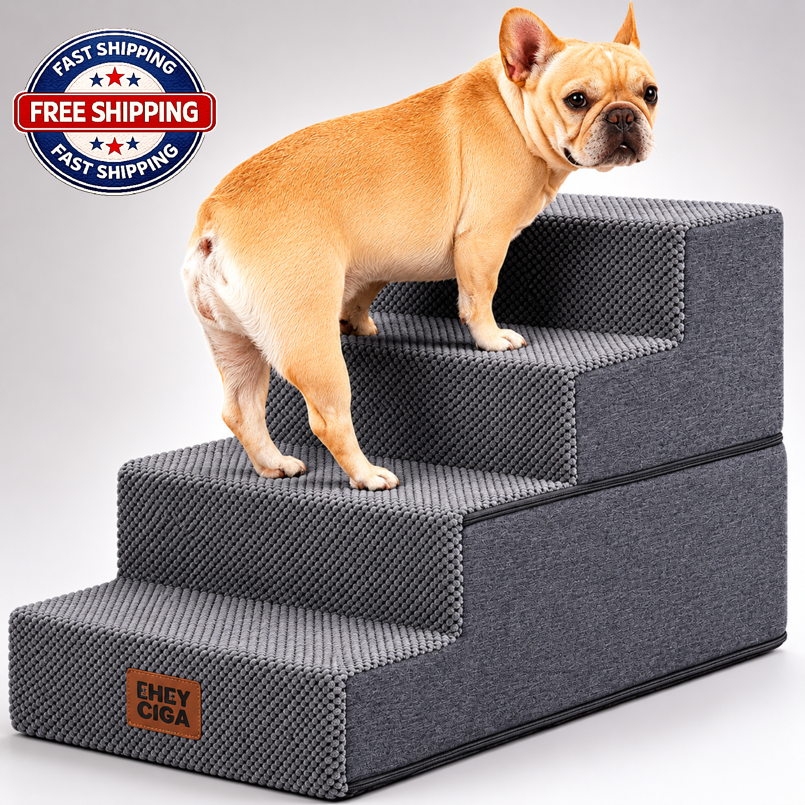 Dog Stairs for Bed 18" H 4-Step Non-Slip  for Indoor, Pet Steps for Small dogs