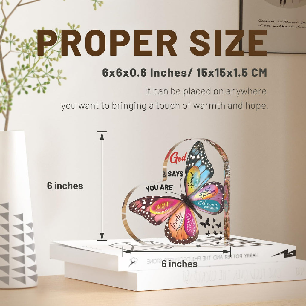 Christian Inspirational Decor Butterfly Bible Verse Desk Sign Home Office