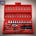 Egofine 46 Pieces 1/4 inch Drive Socket Ratchet Wrench Set, with Bit Socket Set