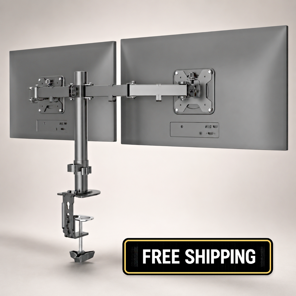Dual Monitor Desk Mount for 2 Screens Up to 27" Holds 22 lbs Each VESA 75/100