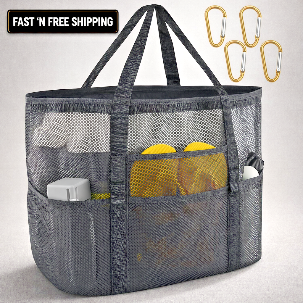 SRISE Mesh Beach Bag - Large Tote Bag for Family , Toys & Vacation Essentials