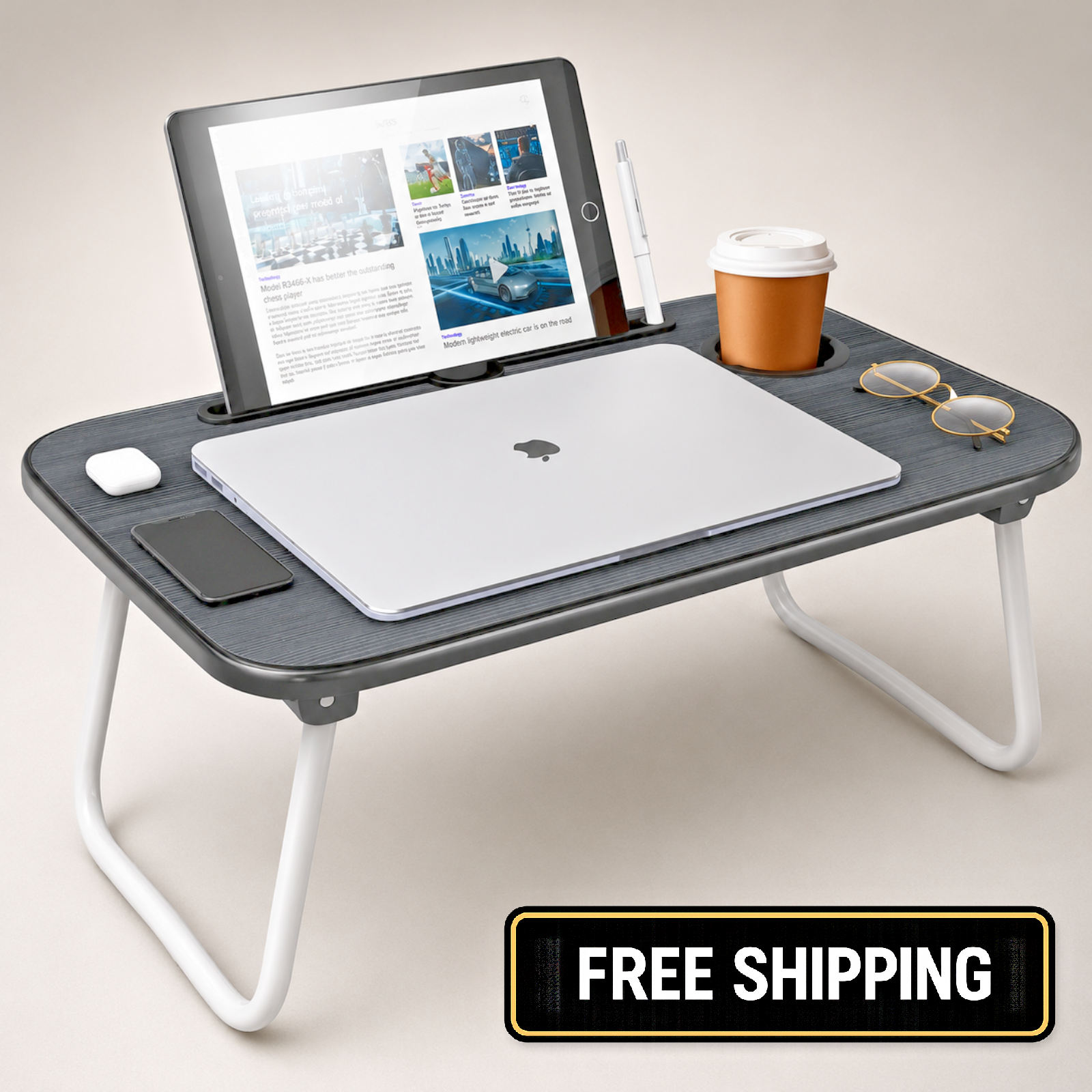 Laptop Bed Tray Table, Laptop Stand, Portable Lap Desks with Foldable Legs, Read