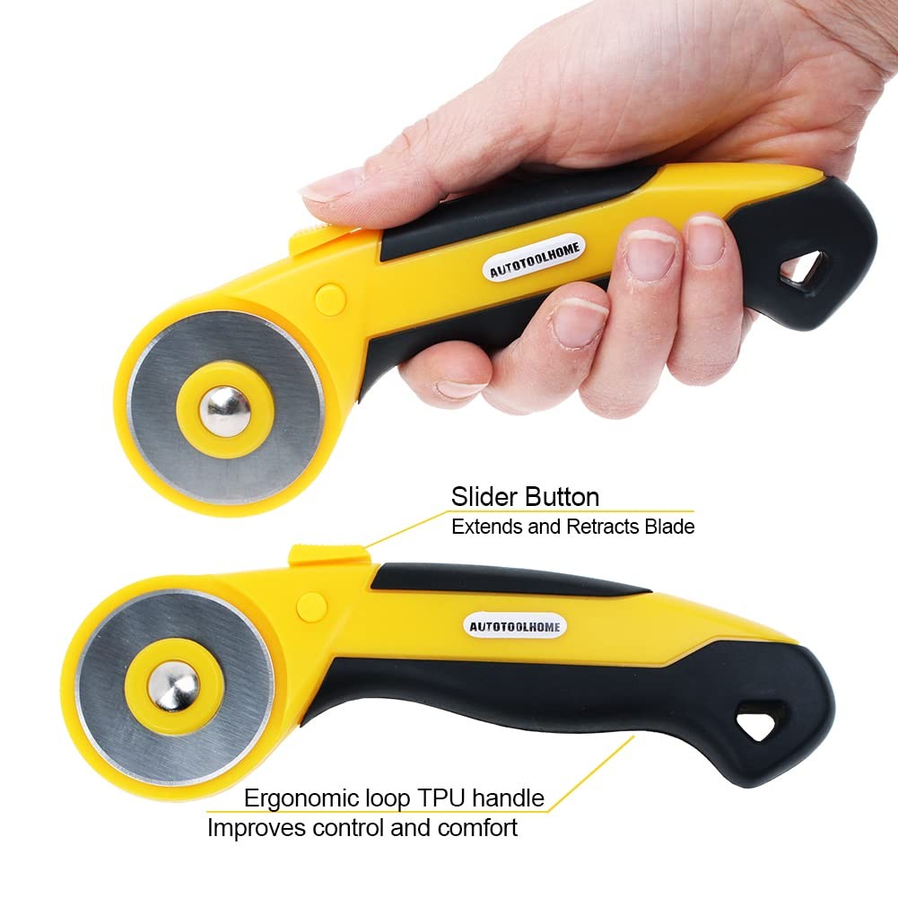 AUTOTOOLHOME 45mm Rotary Cutter 9 Extra Blades SKS-7 Fabric Cutter Set