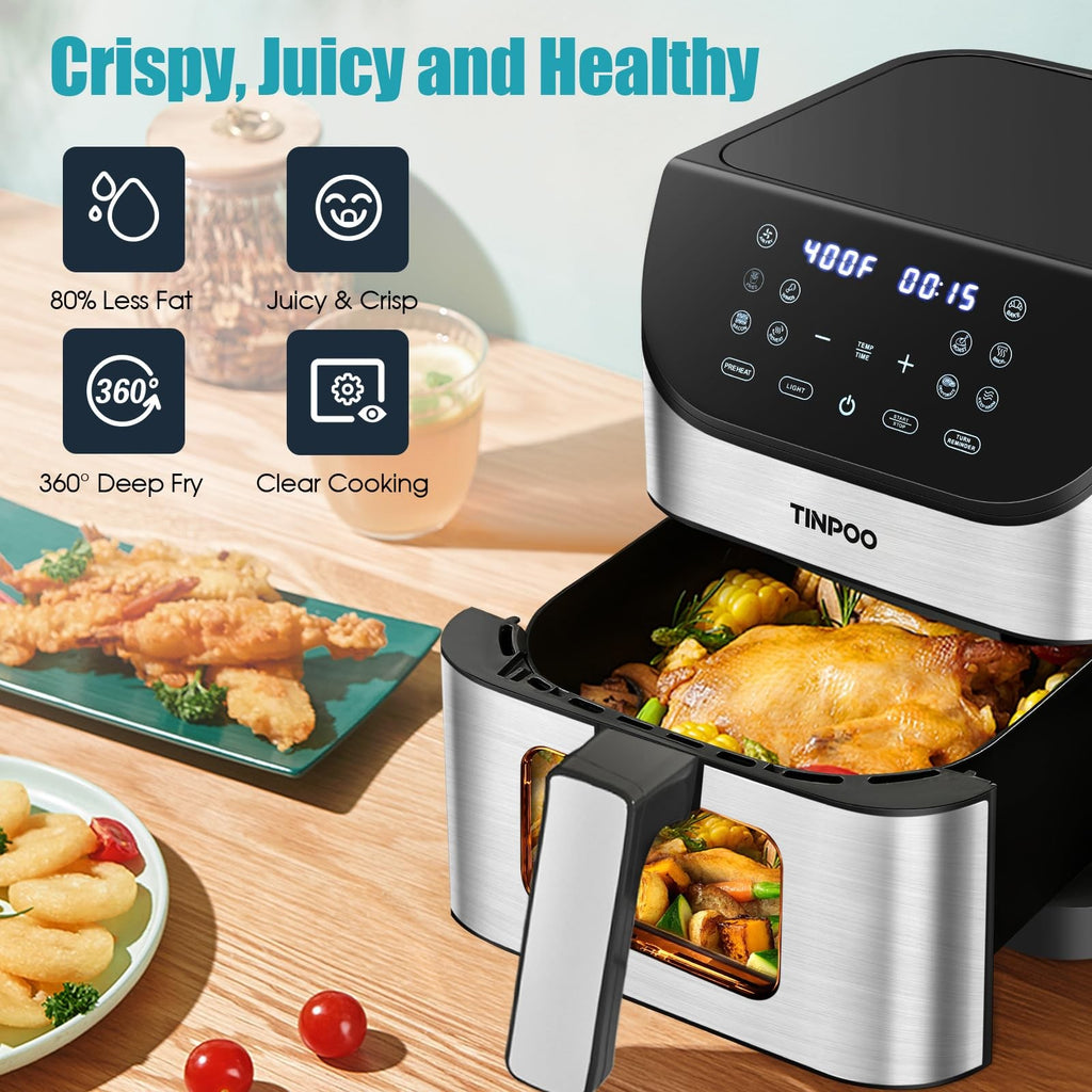 6.2QT Air Fryer Large Capacity 1500W Digital Oven Nonstick Basket Cooker