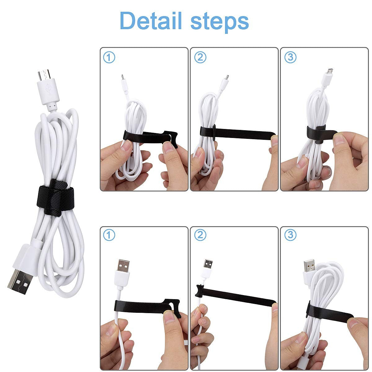 60 PCS 6 Inches Reusable Cable Ties, Adjustable Cord Straps Wire Organizer Cord