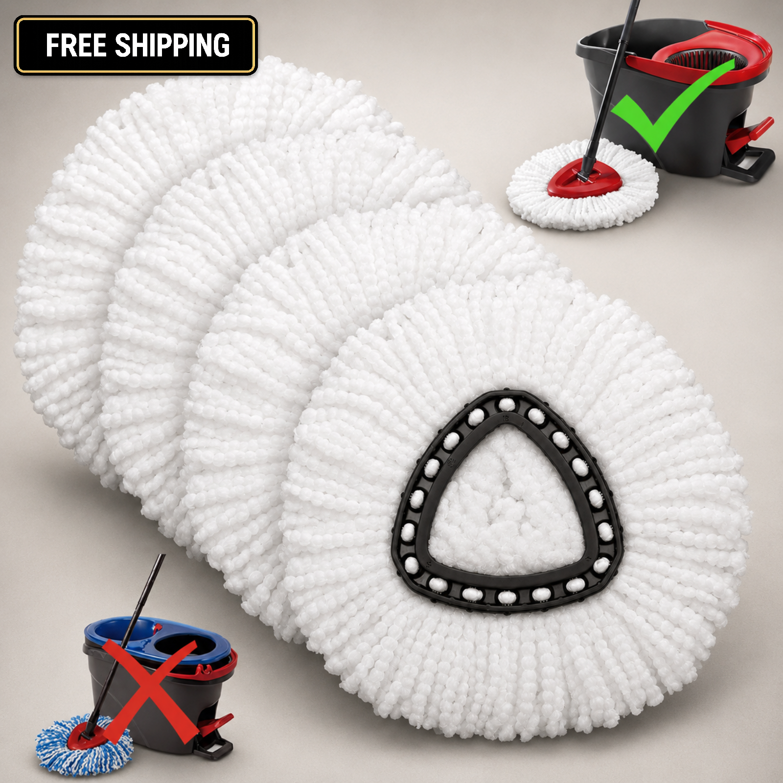 4 Pack Mop Head Replacements for O-Cedar EasyWring Spin Mop NOT RinseClean