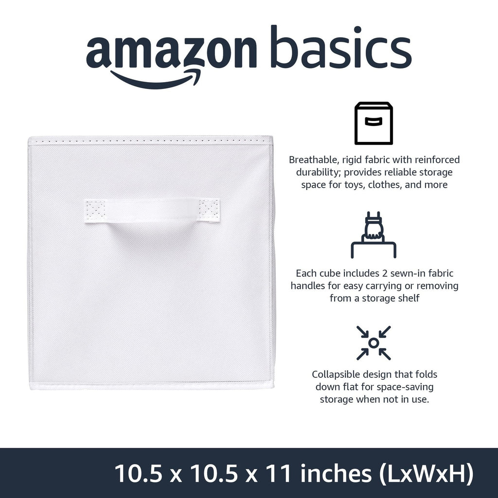 6 Pack Fabric Storage Cubes 10.5 x 10.5 x 11 in Collapsible Bins White