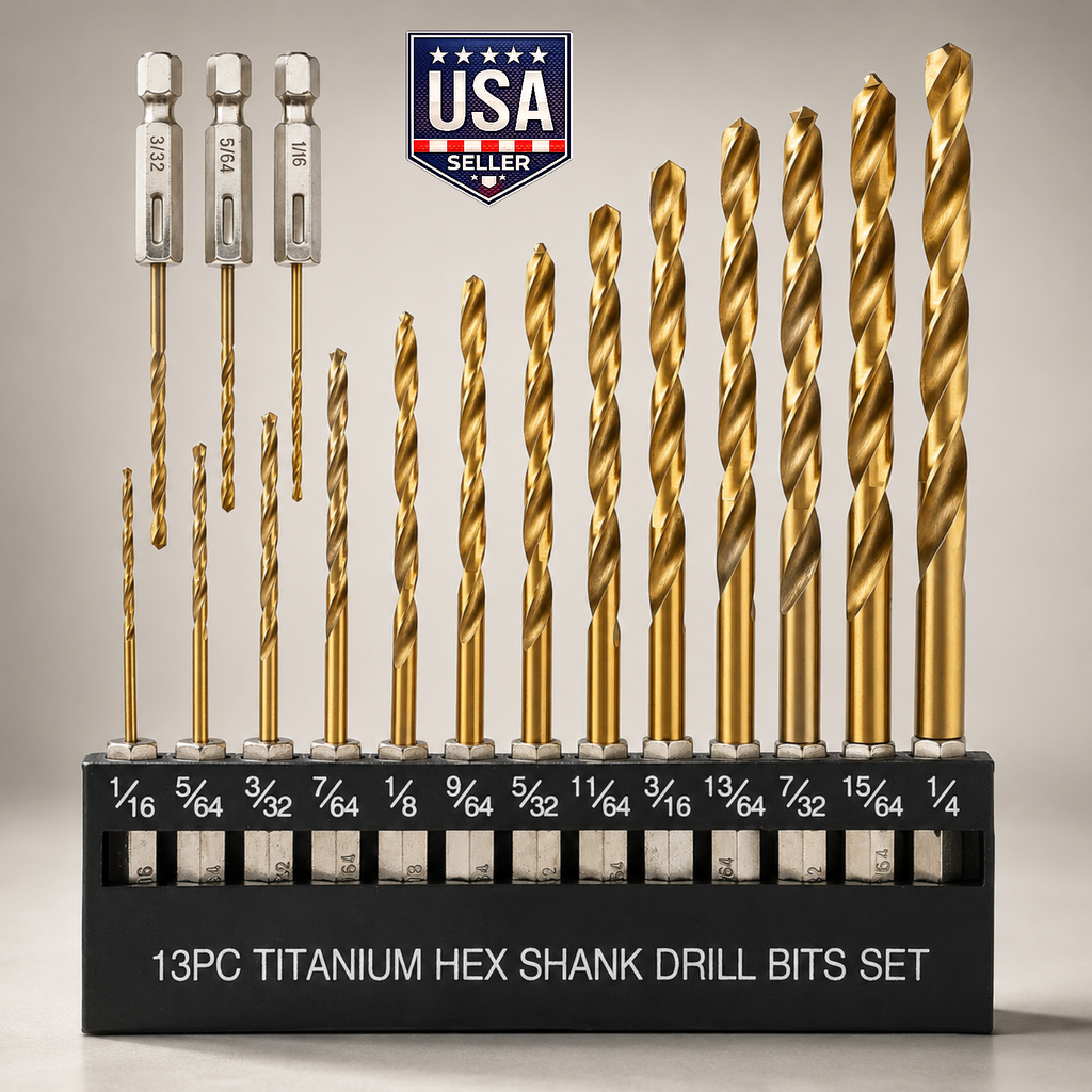COMOWARE 16Pc Titanium Drill Bit Set – Hex Shank for Metal Wood Plastic