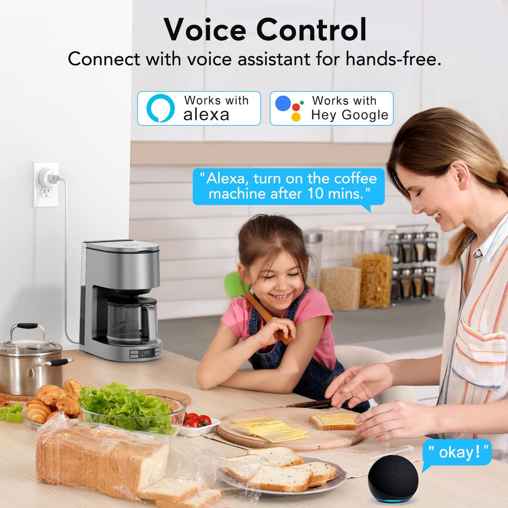 EIGHTREE WiFi Smart Plug 4-Pack 2.4GHz Alexa Google Timer Remote Outlet