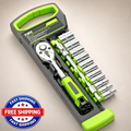 OTLOOMTBT 15pcs 1/4 Inch Drive Ratchet Socket Wrench Set, with Metric 4-14mm