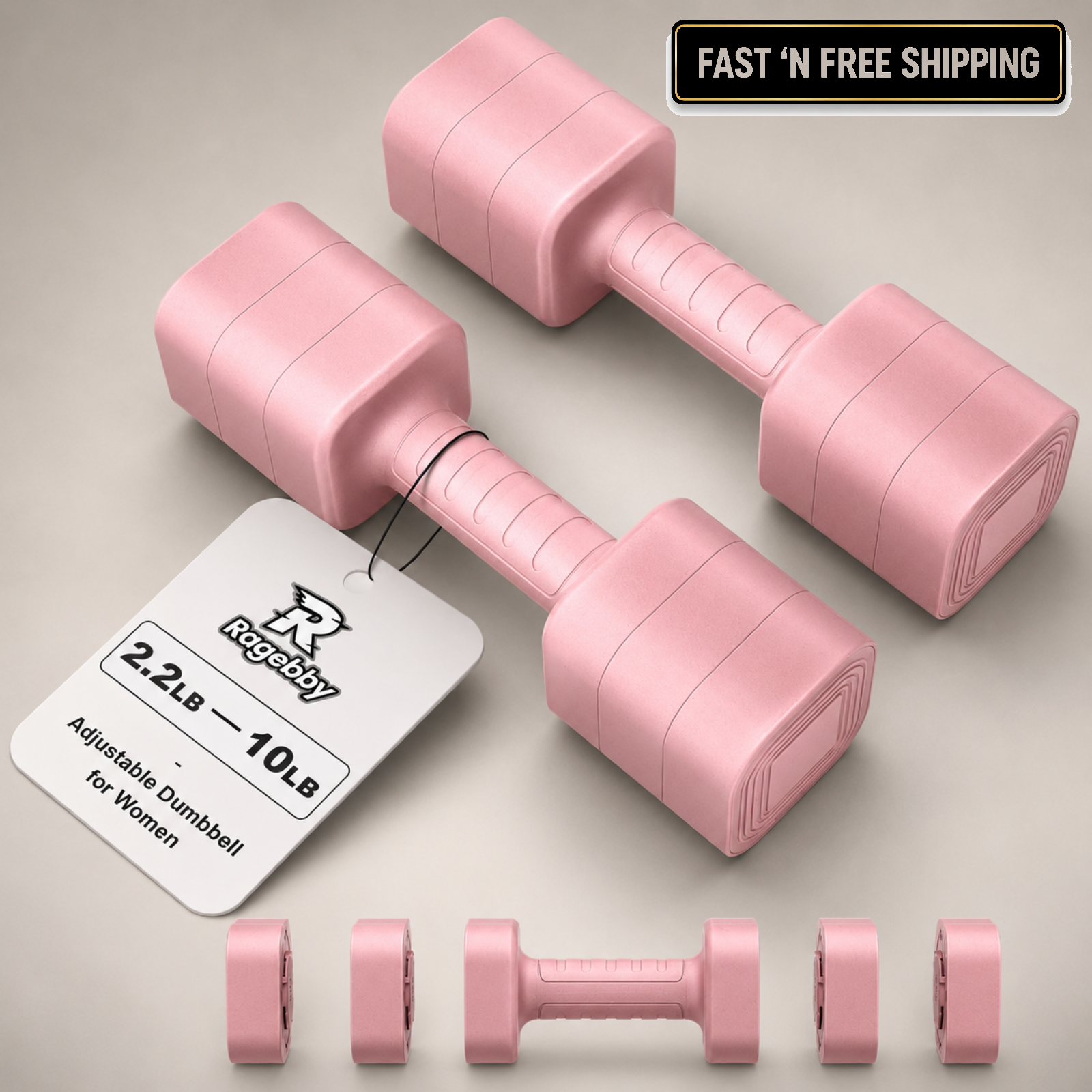 Ragebby Adjustable Dumbbell Set of 2 Weights for Men and Women at Home Anti-slip