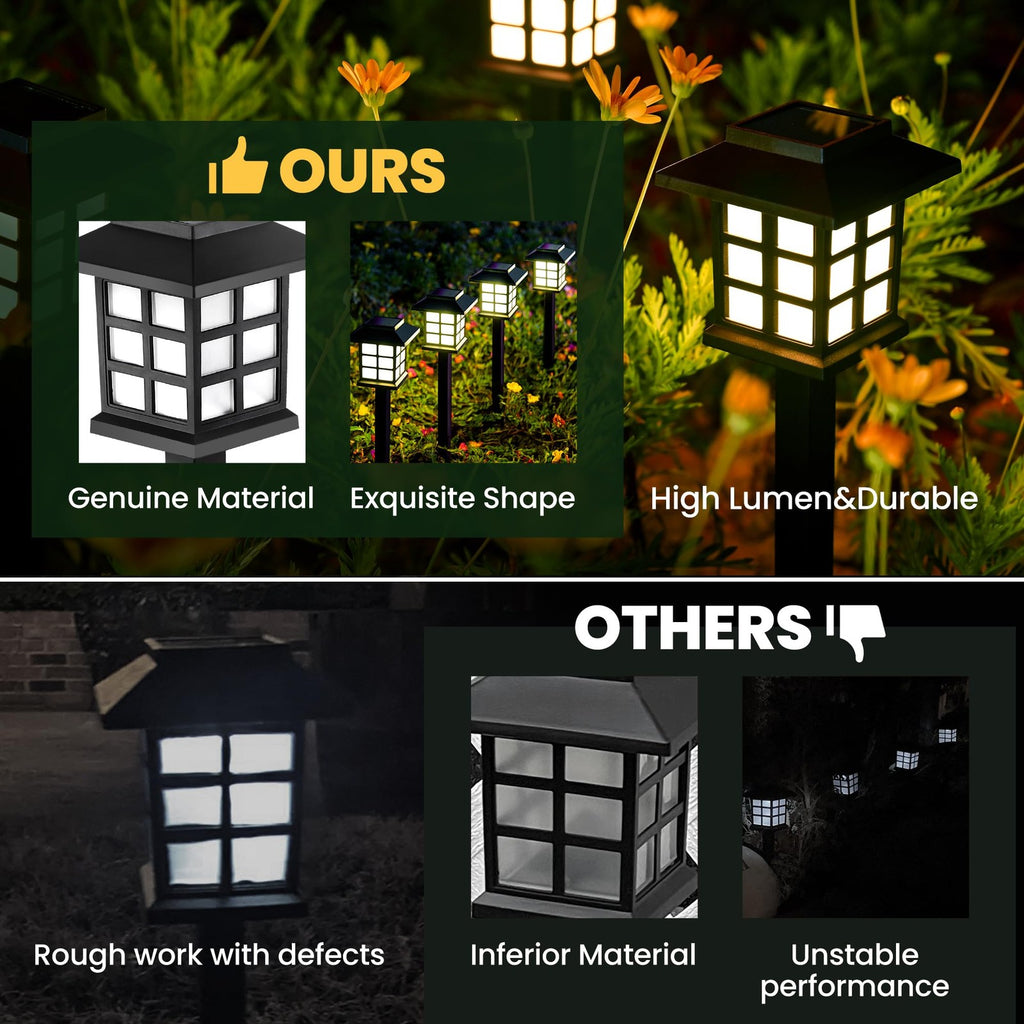 IGALUMI 12 Pack Solar Pathway Lights Outdoor Waterproof Auto On/Off LED Black