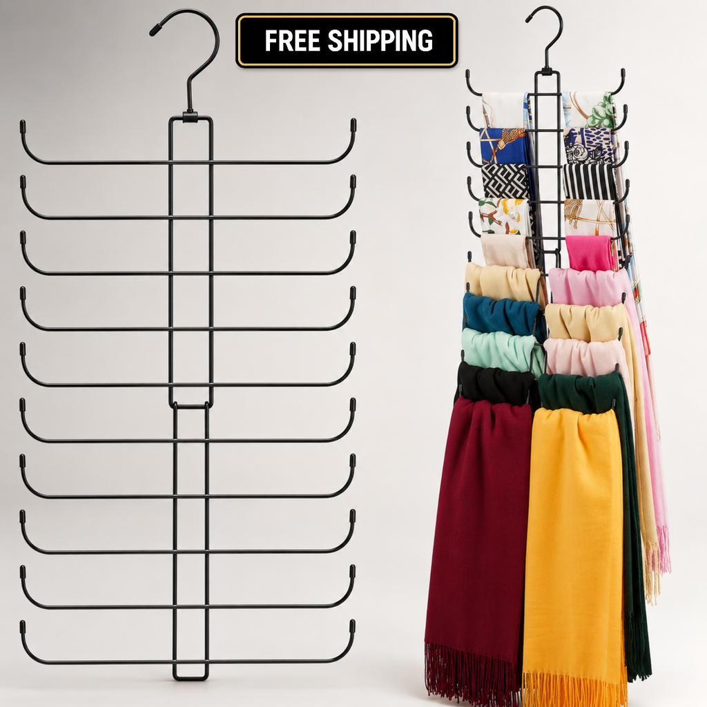 Scarf Organizer Scarf Hanger for Closet, Rotatable Sturdy Hijab Holder Holds 20