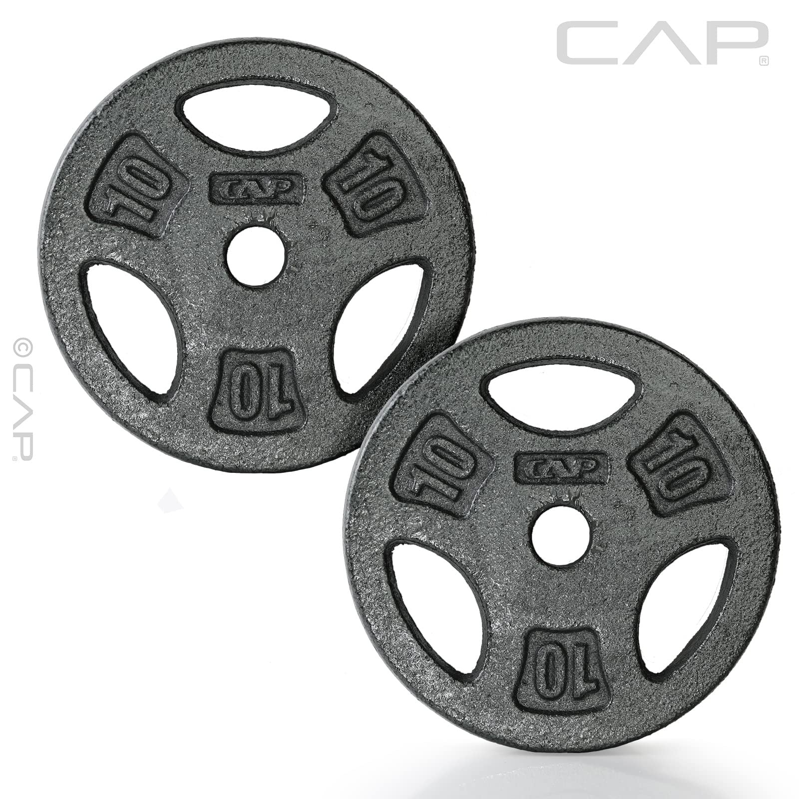 CAP Barbell Standard 1-Inch Grip Weight Plates 10 lbs BLACK, Pack (x2)