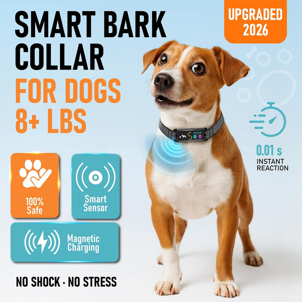 No Shock Bark Collar Small Dogs Beep Vibration Humane Waterproof Rechargeable