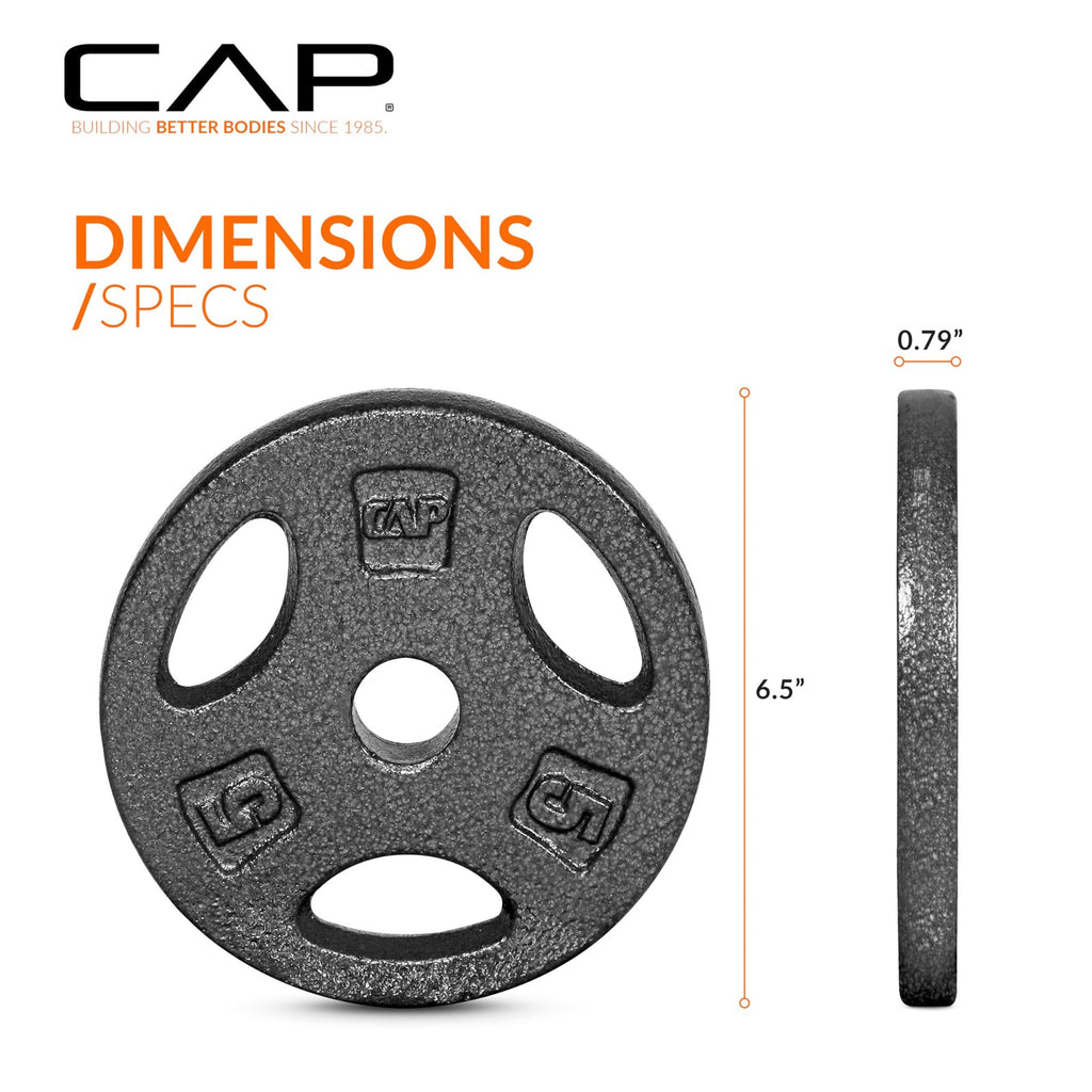 CAP Barbell Standard 1-Inch Grip Weight Plates 5 lbs BLACK, Pack (x4)