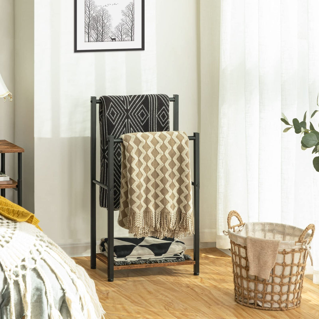 Free Standing Towel Rack for Bathroom 2 Tier Blanket Rk 16.5" L x 9.4" W x 31.5"