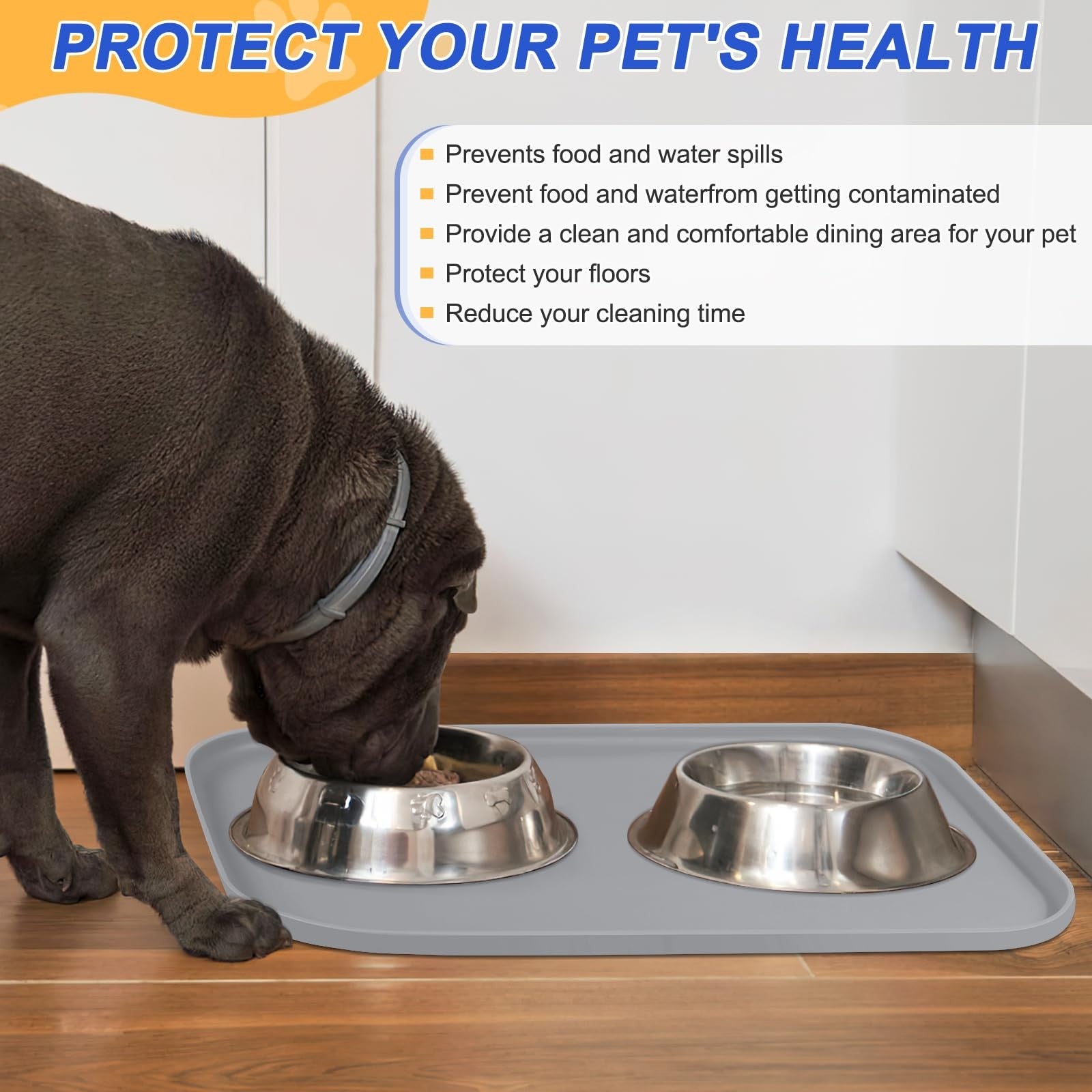Silicone Pet Food Mat with Raised Edge for Food and Water Bowl Dog Feeding Mats.