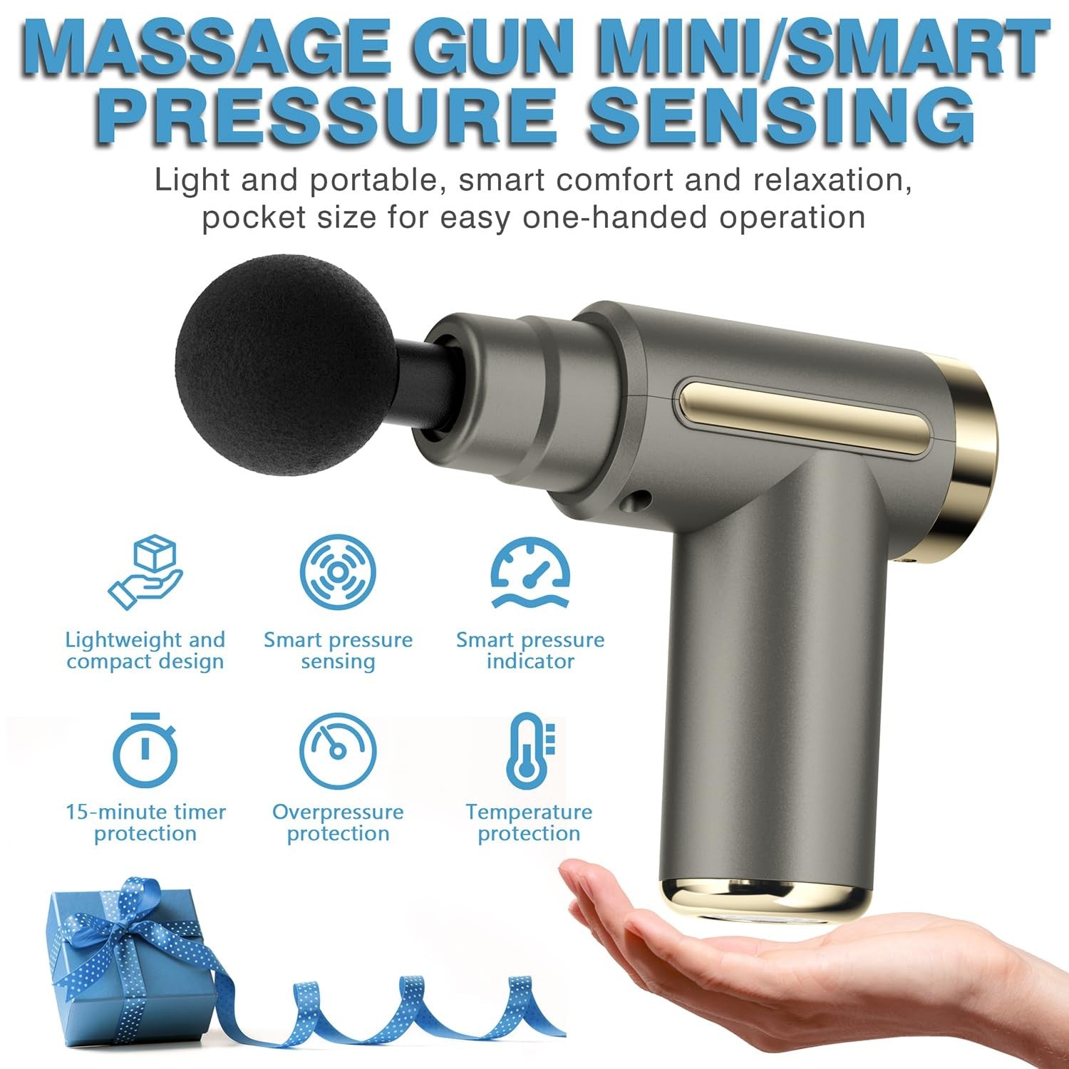 cotsoco Mini Massage Gun Deep Tissue Percussion Massager 6 Speeds 4 Heads
