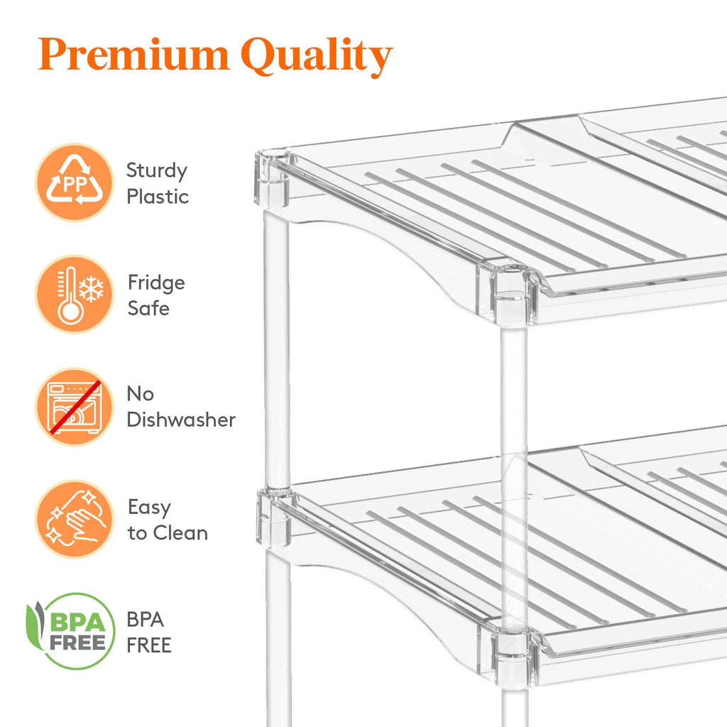 Stackable Bottle Storage Organizer, Clear Freestanding Wine Holder for Cabinet,