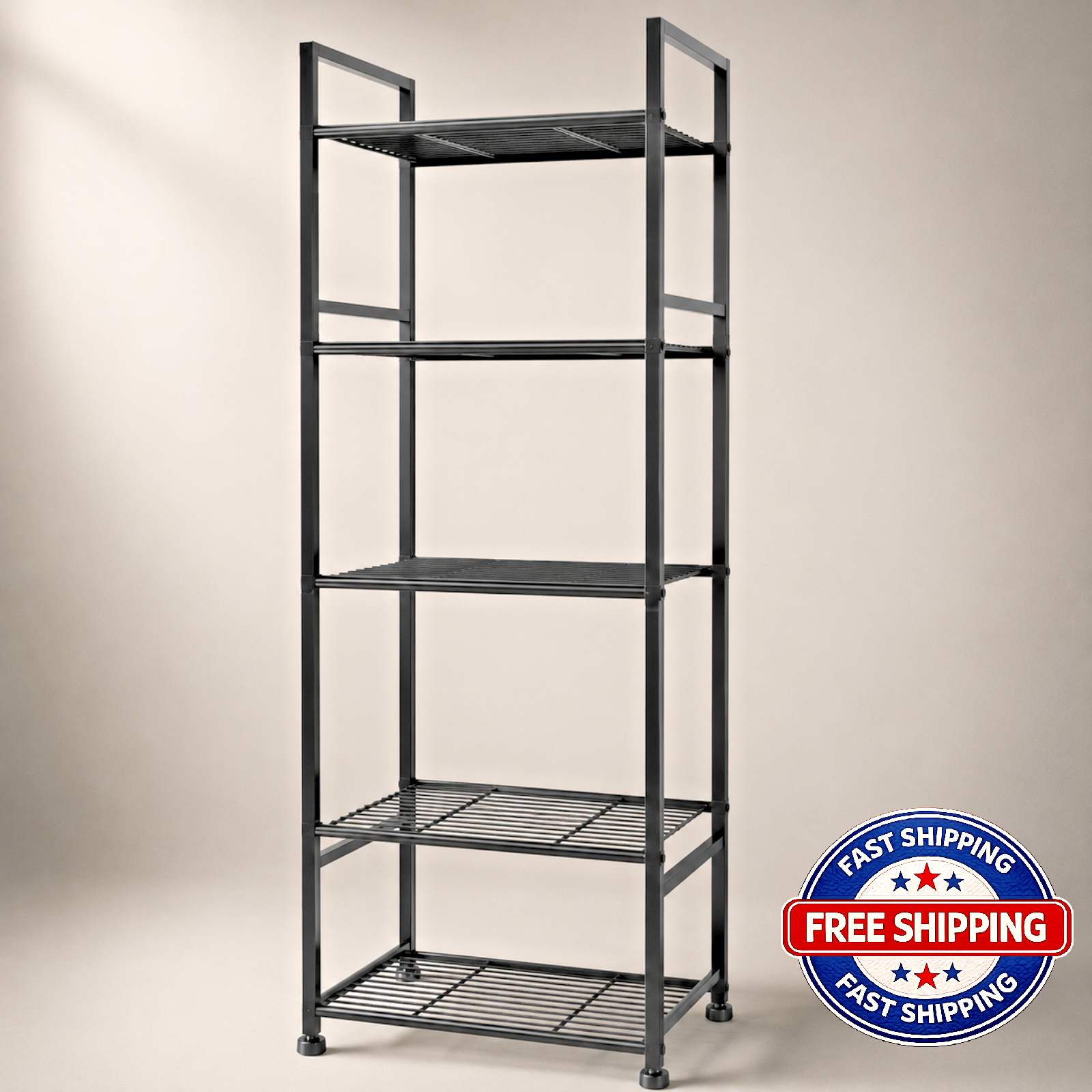 5 Tier Metal Storage Shelf Rack Narrow Shelving Unit Pantry Kitchen Organizer