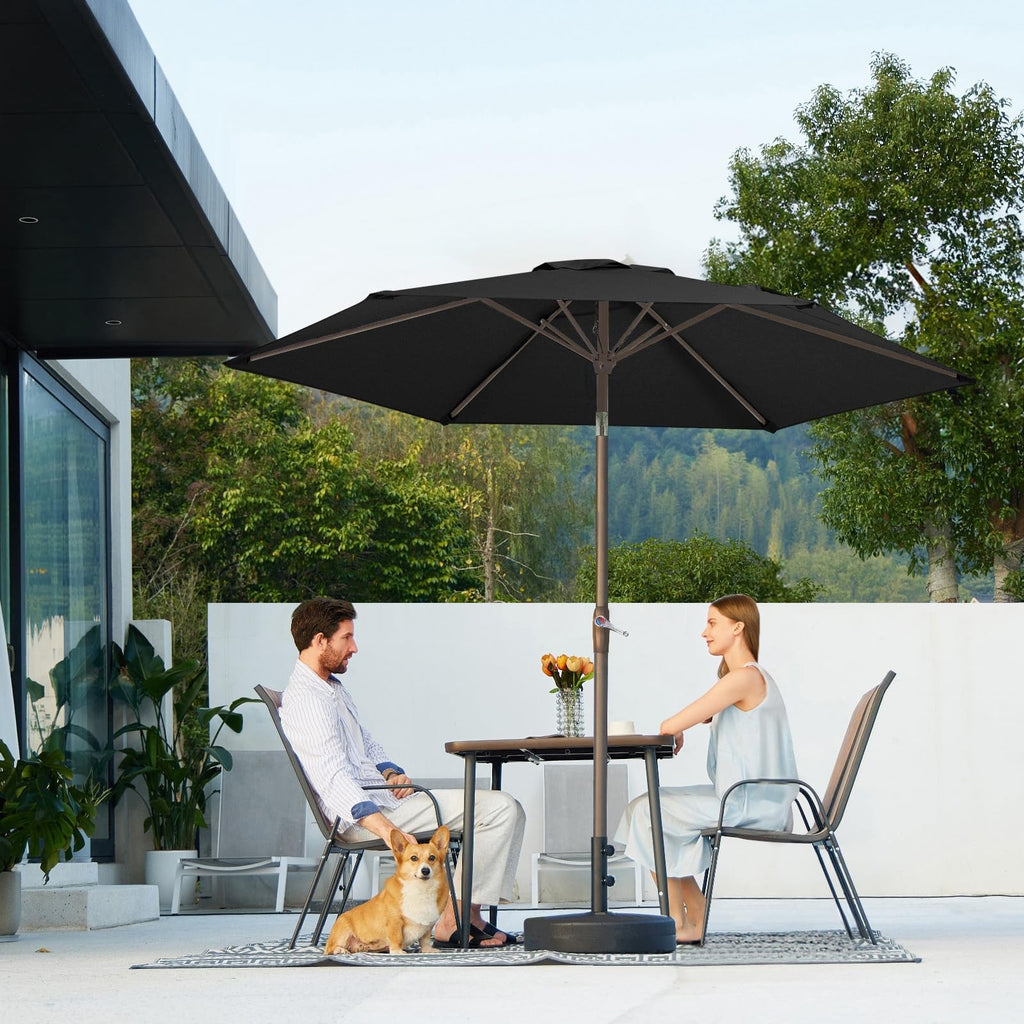 JEAREY 7.5 FT Patio Umbrella Black Tilt Crank 6 Rib Outdoor Market Umbrella