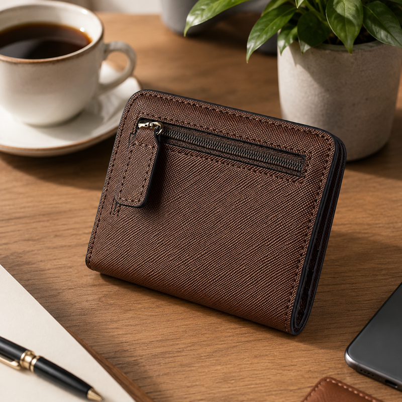 Toughergun Slim RFID Leather Wallet for Women Compact Bifold ID Coin Zipper
