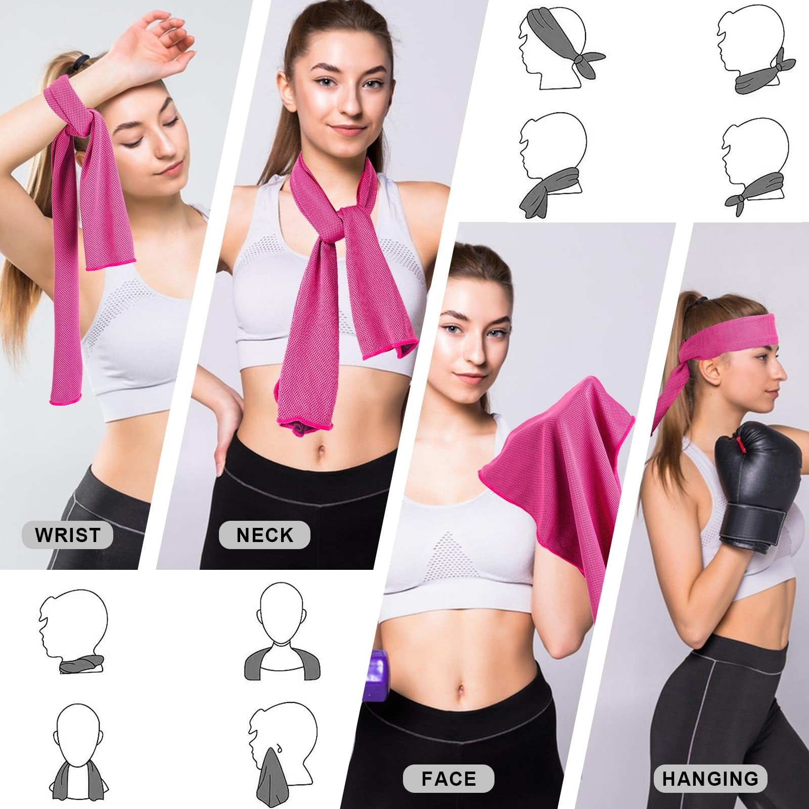 CADONO Cooling Towels 4 Pack Breathable Ice Towel for Gym Sports Heat Relief