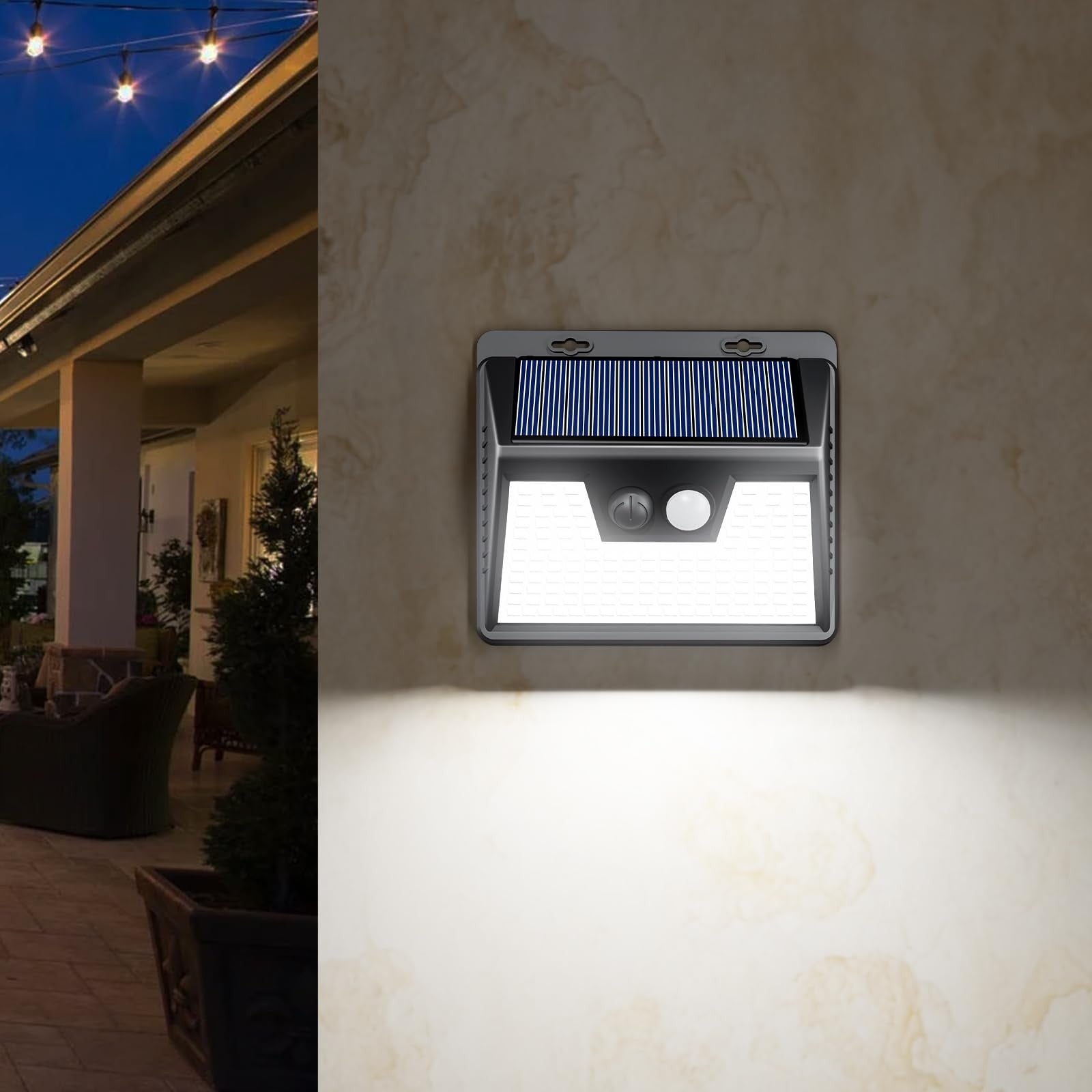 4 Pack 140 LED Solar Motion Sensor Lights Outdoor IP65 Waterproof Cool White