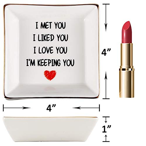Ceramic Ring Dish Jewelry Tray Gift for Wife Organizer Vanity Nightstand Decor