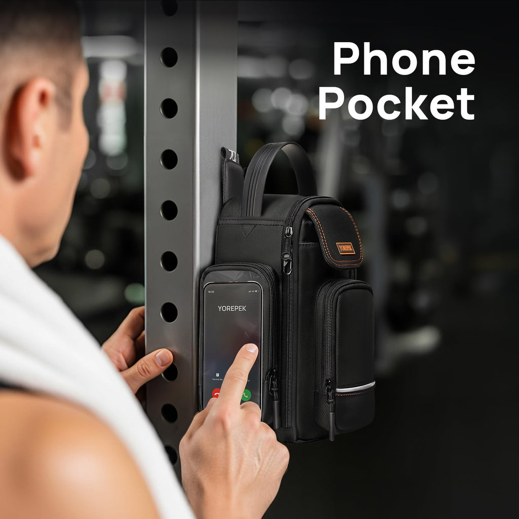 YOREPEK Magnetic Gym Bag Insulated Bottle Holder Phone Pocket Air Tag Pouch