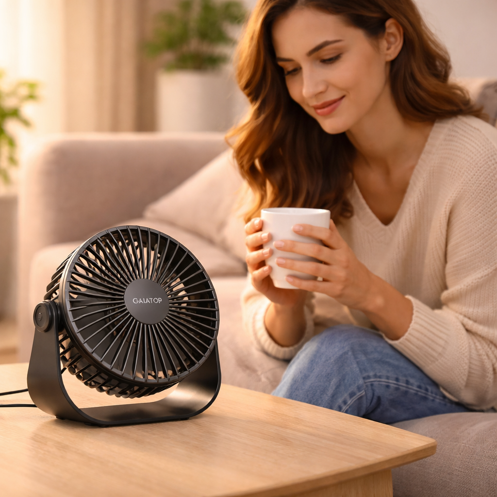 Gaiatop USB Desk Fan 3-Speed Quiet Cooling Portable Table Fan for Home Office