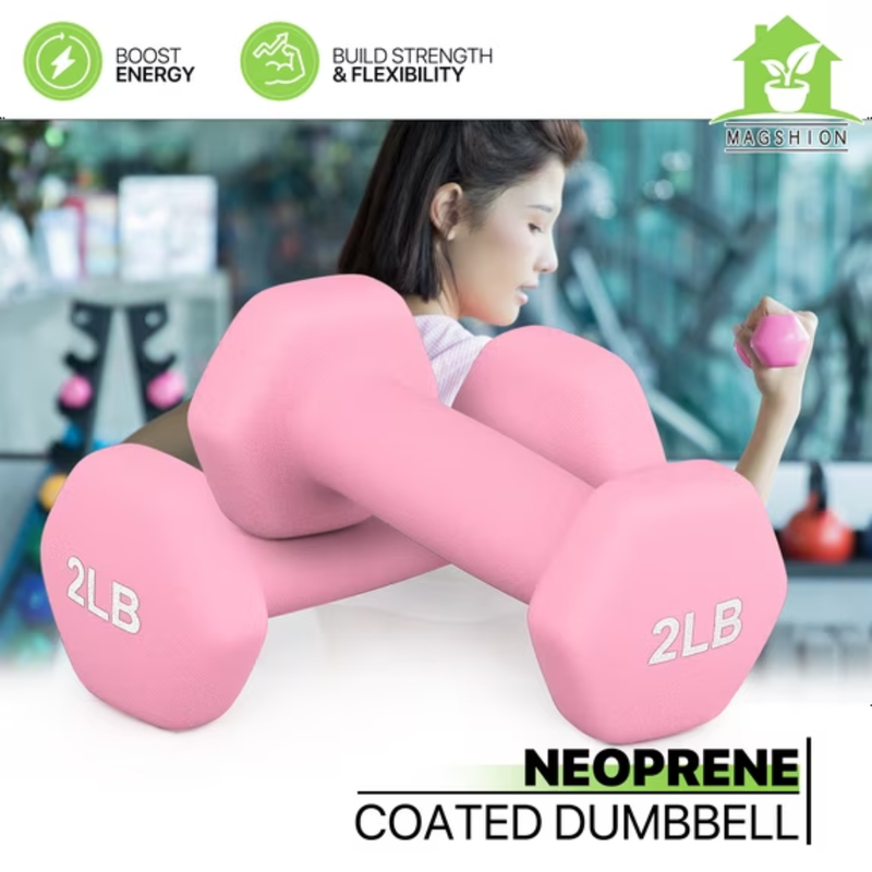 2LB Neoprene Dumbbell Set Hex Hand Weights for Home Fitness Training